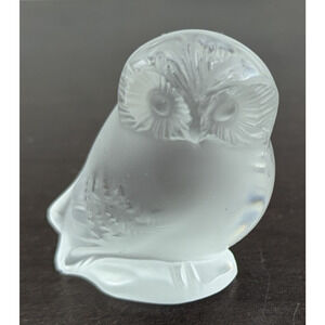 Lalique France Crystal Nyctal Owl Figurine 2 1/4"